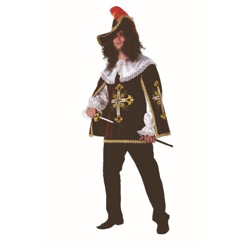 Карнавальный костюм для взрослых "Мушкетёр", бархат, плащ, парик, шляпа, р-р 50, цвет бордовый 2220866