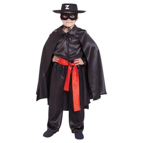 Карнавальный костюм "Зорро чёрный", шляпа, маска, чёрная рубашка, плащ, пояс, штаны, р-р 28, рост 98-104 см 2465851