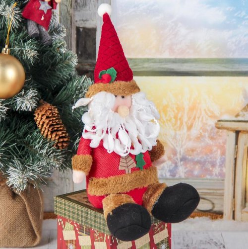 Мягкая игрушка "Две ёлочки" дед мороз с ножками 13*19 см, красный    3563301С