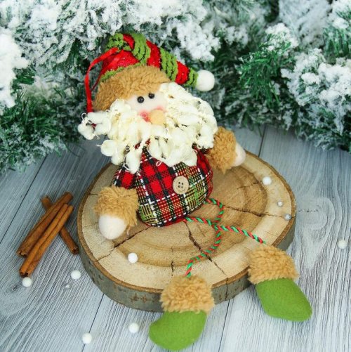 Мягкая игрушка "Дед Мороз" клетчатая рубашка 8*35 см  2357096С