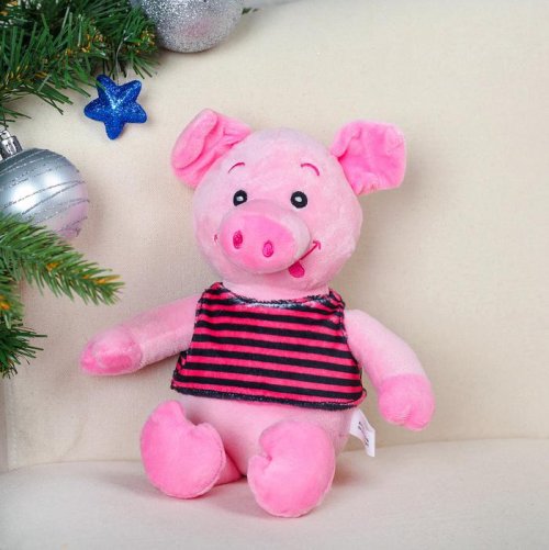 Мягкая игрушка "Поросёнок в полосатой футболке"        3138681С
