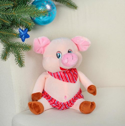 Мягкая игрушка "Поросёнок в полосатых шортиках и повязке", 20 см        3138632С