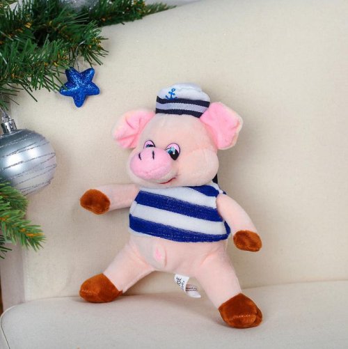 Мягкая игрушка "Поросёнок морячок" 15 см       3138646С