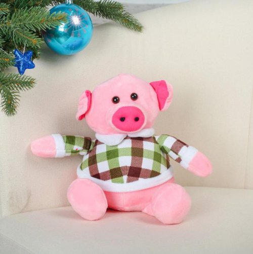 Мягкая игрушка "Поросёнок рубашечка в клетку"       3138682С