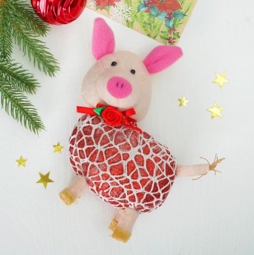 Мягкая игрушка "Поросёнок с розочкой"    3467110С