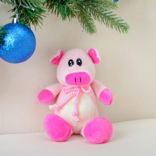 Мягкая игрушка "Розовый свин с бантиком" 14 см       3251411С
