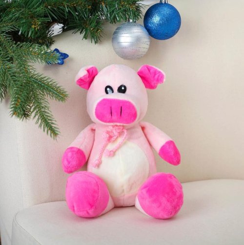 Мягкая игрушка "Розовый свин с бантиком" 20 см       3251410С