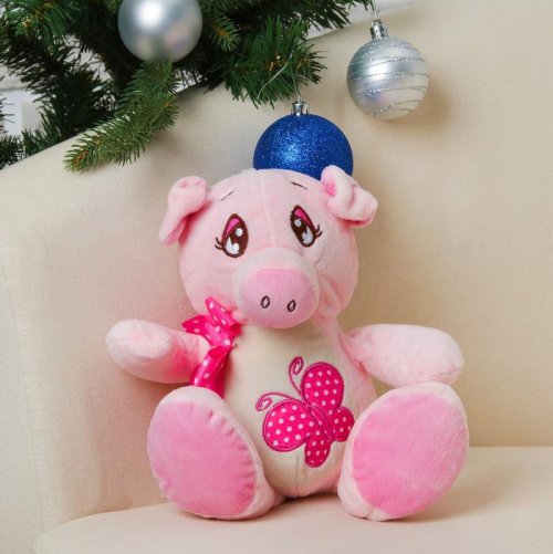 Мягкая игрушка "Свинка бант в горошек" с подвесом 3251413С