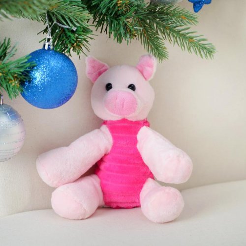 Мягкая игрушка "Свинка в маечке в полоску" 14 см        3251402С