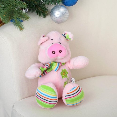 Мягкая игрушка "Свинка лапки в полоску" с вышивкой, 20 см        3251428С