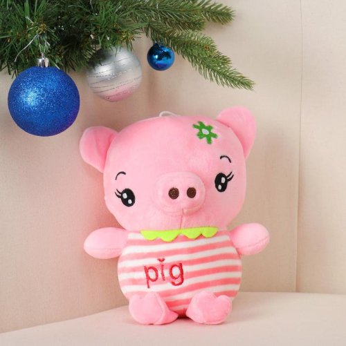 Мягкая игрушка "Свинка" на голове цветочек" цвета микс    3574434С