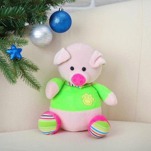 Мягкая игрушка "Свинюшка в зелёной футболке" 22 см       3251354С
