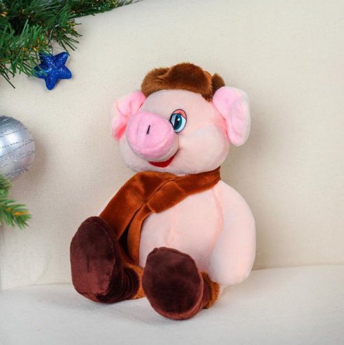 Мягкая игрушка "Свинюшка в шапке-ушанке", 20 см       3138669С