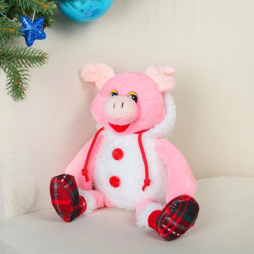Мягкая игрушка "Свинюшка с капюшоном, красные ботиночки"       3138629С