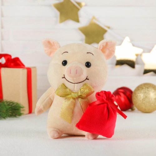 Мягкая игрушка поросёнок "Стёпка Дед Мороз" 3607849С