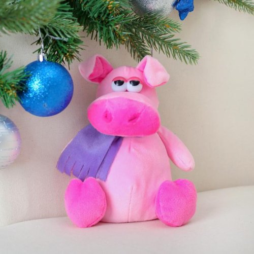 Мягкая игрушка "Хрюн фиолетовый шарф"        3251416С