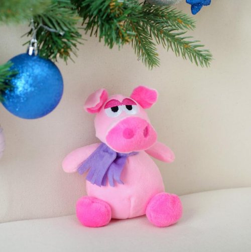 Мягкая игрушка "Хрюн фиолетовый шарф" 13 см       3251417С