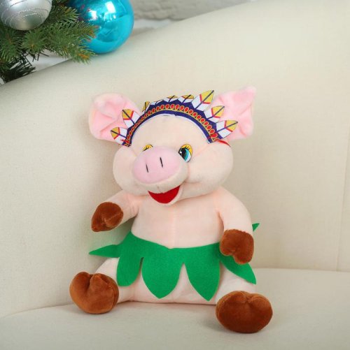Мягкая игрушка "Хрюшка-индеец" 22 см          3138692С