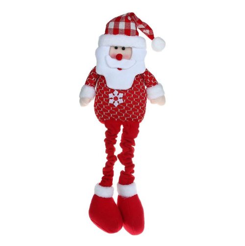Мягкая игрушка "Дед Мороз" (красно-белая клеточка, длинные ножки) 1008806С