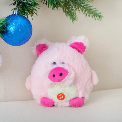 Мягкая музыкальная игрушка "Розовый поросёнок пушистик"       3251434С