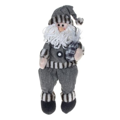 Мягкая игрушка "Дед Мороз в серой шубке" (с подарком, длинные ножки) 1008818С