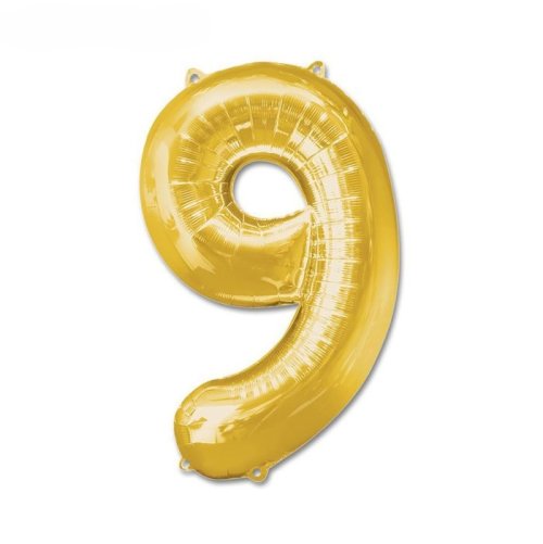 Шар фольгированный, цифра 9 золото, 10 шт 1386212