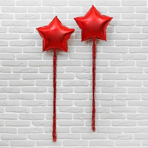 Набор "Шар 18" и лента фольга" красный, звезда, 2 шт 2973641С