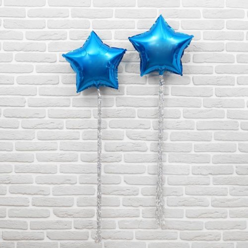 Набор "Шар 18" и лента фольга" синий, звезда, 2 шт 2973642С