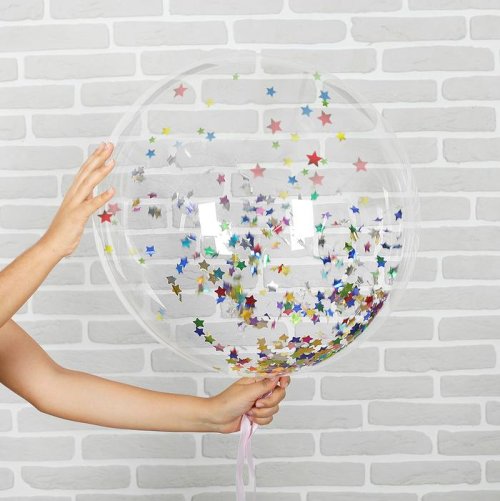 Набор "Шар прозрачный 18", конфетти звезды микс  2831647С