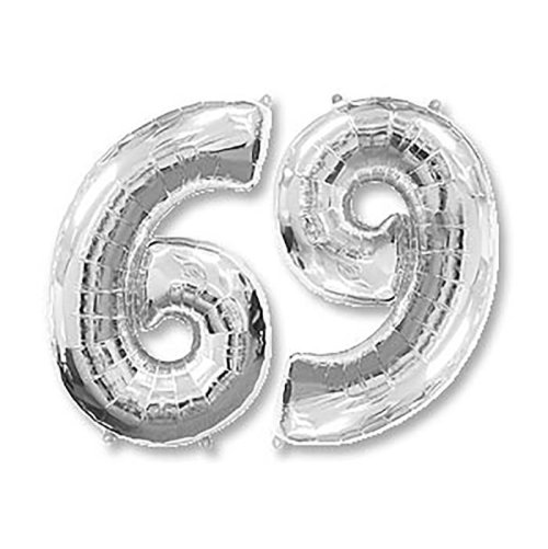 Шар фольгированный 40" "Цифра 6/9", цвет серебряный 3041181С