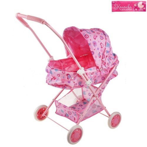 Коляска для кукол с корзиной, зимняя, металлический каркас, МИКС 618757