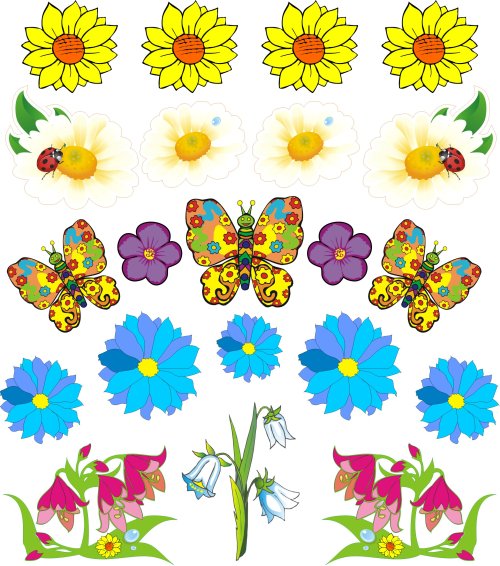 Комплект интерьерных наклеек "Цветочки" 6884