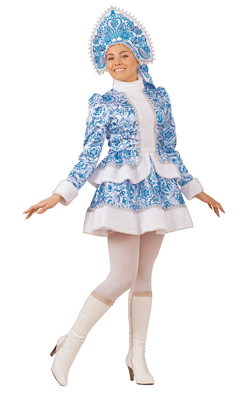 Костюм Снегурочка-кокетка гжель 1138Б