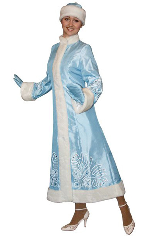 Костюм Снегурочки с вышивкой взрослый 16-03959Б