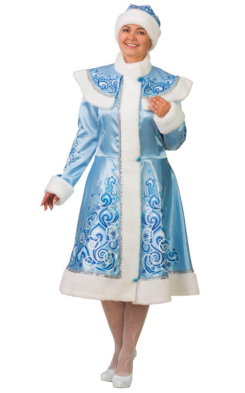 Костюм Снегурочки аппликации голубой 197Б